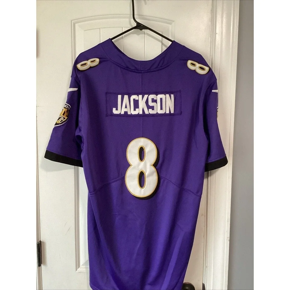 Lamar Jackson #8 Ravens Stitched Alternate Black Color Rush Jersey XL